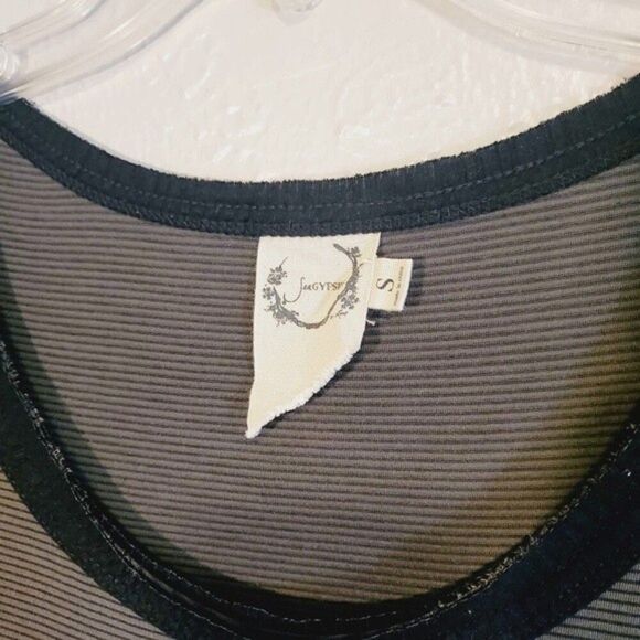 Sea Gypsies Long Sleeve Tunic Dress Olive Green Striped with Pockets Sz. Small - Picture 8 of 10